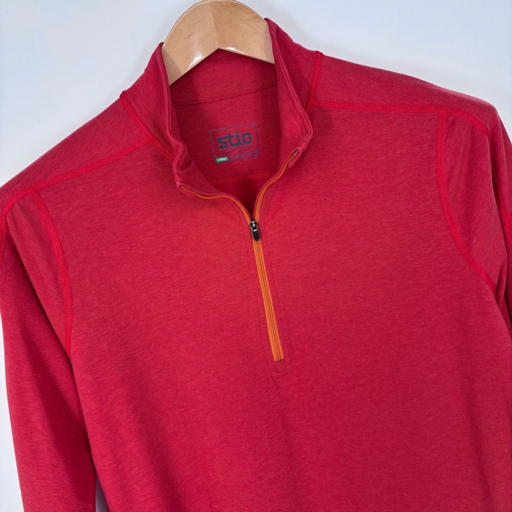 Stio Basis 1/4 Zip Pullover Mens XL Red Long Sleeve Performance Shirt Hiking